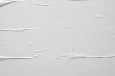 beyaz buruşmuş ve buruşmuş kağıt poster dokusu arkaplanı