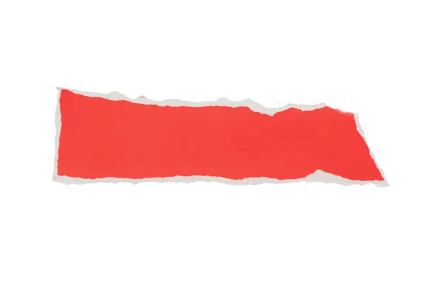 Red Ripped Paper Torn Edges Strips Isolated White Background — Stok fotoğraf