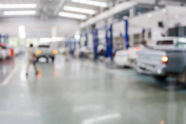 Araç servis merkezi oto tamir atölyesi bulanık arkaplan