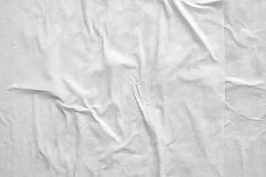 beyaz buruşmuş ve buruşmuş kağıt poster dokusu arkaplanı