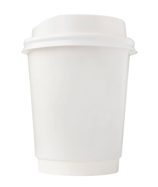 Beyaz arka planda izole edilmiş beyaz kağıt kahve fincanı.