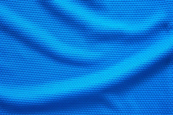 Modrý Fotbal Dres Oblečení Textura Sportovní Oblečení Pozadí Zblízka Horní — Stock fotografie