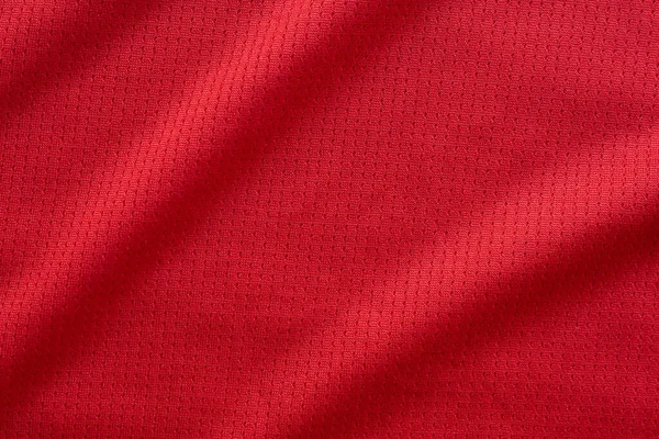 Pakaian Olahraga Jersey Sepak Bola Tekstur Top View Warna Merah — Stok Foto