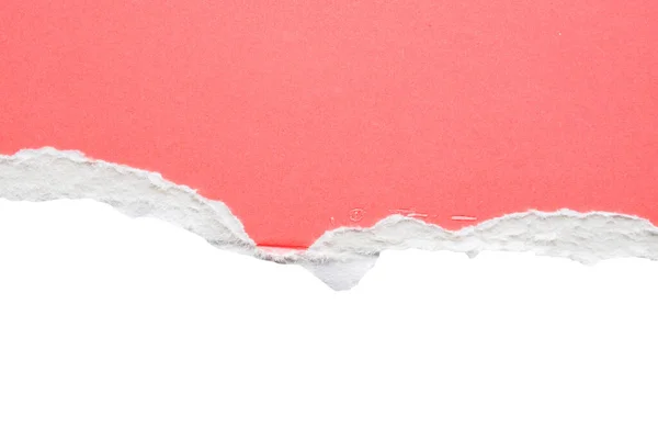 Růžové Roztržený Papír Roztržené Okraje Pruhy Izolované Bílém Pozadí — Stock fotografie