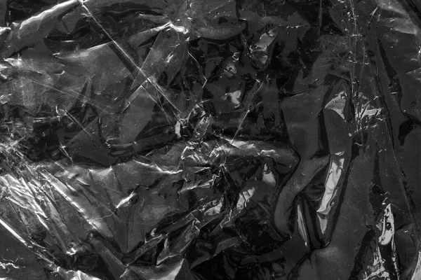 Transparent Plastic Bag Film Wrap Overlay Texture Black Background — Zdjęcie stockowe