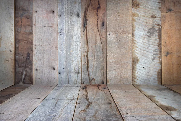 Empty Wooden Planks Wall Perspective Floor Room Interior Background — 스톡 사진