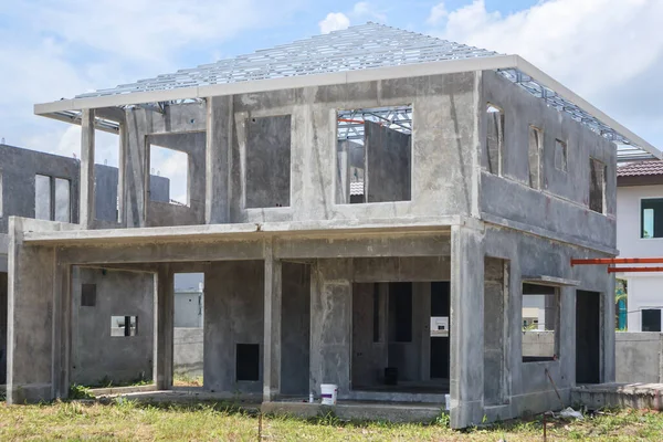 Construction Residential New House Prefabrication System Progress Building Site — Foto de Stock