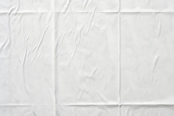 Fehér Gyűrött Gyűrött Papír Poszter Textúra Háttér — Stock Fotó