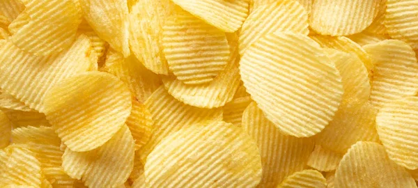 Crispy Golden Potato Chips Snack Texture Background — Stock Photo, Image