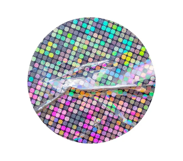 Blank Adhesive Holographic Foil Sticker Label Isolated White Background — Foto Stock
