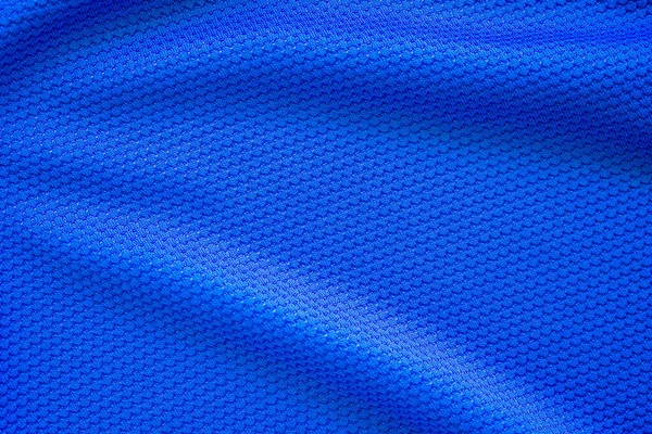 Blu Calcio Jersey Abbigliamento Tessuto Texture Sport Usura Sfondo Primo — Foto Stock