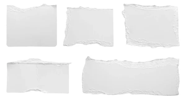 Білий Рваний Папір Рвані Краю Смуги Ізольовані Білому Тлі — стокове фото