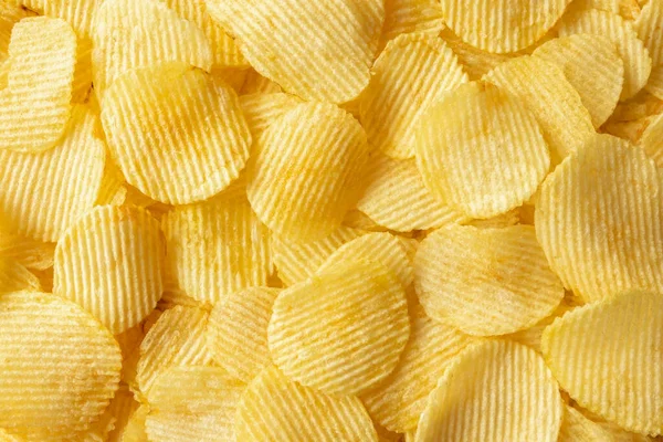 Knusprige Goldene Kartoffelchips Snack Textur Hintergrund — Stockfoto