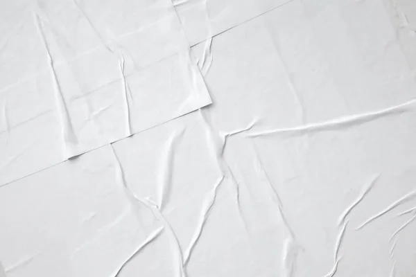 Weiß Zerknittert Und Zerknittert Papier Poster Textur Hintergrund — Stockfoto