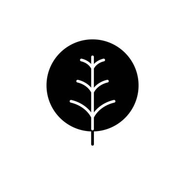 Basit siyah kabartma yaprak simgesi.