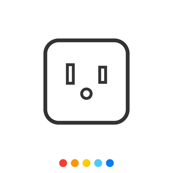 Socket Outlet Linear Icon Vector — Stock Vector