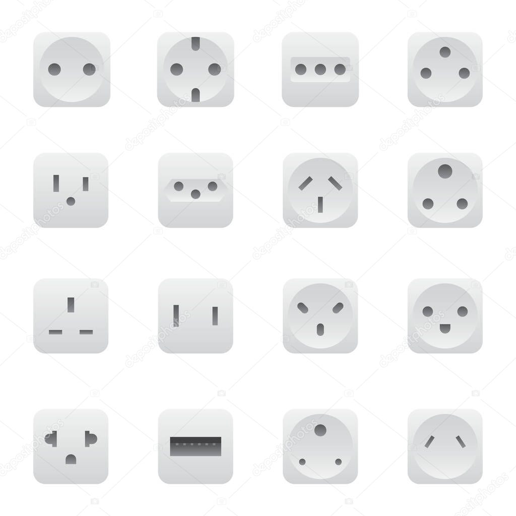 Socket outlet icon set, Vector.