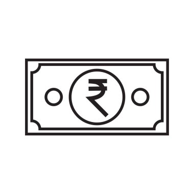 Hint para birimi sembolü banknot ana hatları simgesi.