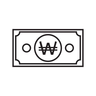 Kore para birimi sembolü banknot ana hatları simgesi.