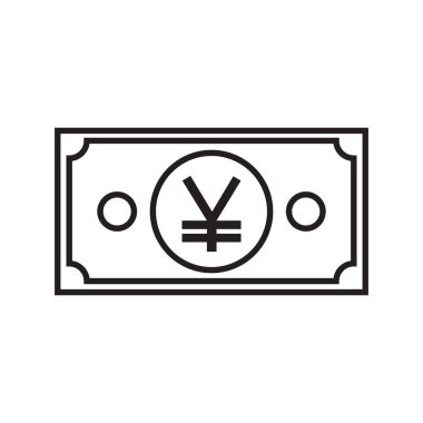 Japon Yen para birimi sembolü banknot ana hatları simgesi.