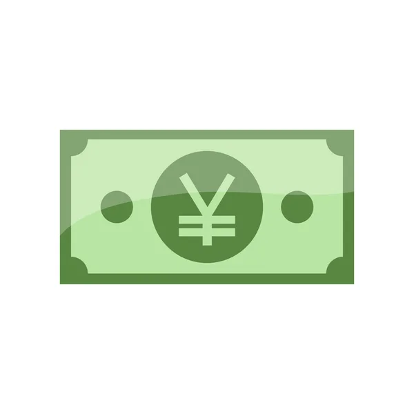 Yen Japonés Símbolo Moneda Icono Billete — Vector de stock