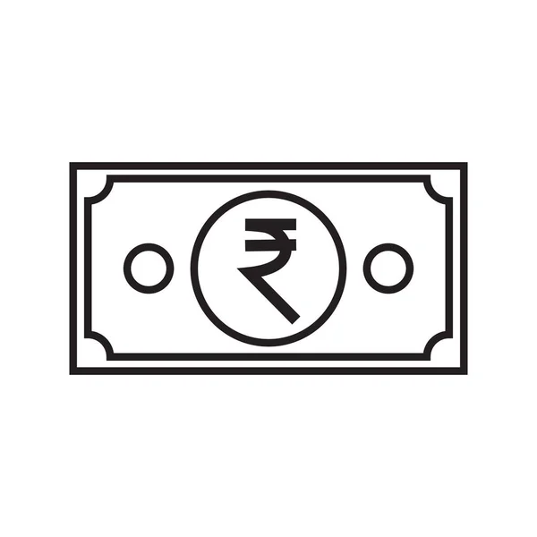 Roupie Indienne Symbole Monnaie Icône Contour Des Billets — Image vectorielle