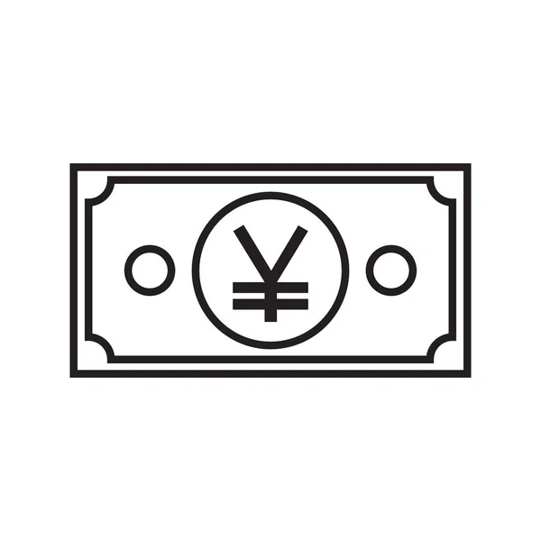 Japanse Yen Valuta Symbool Bankbiljet Omtrek Pictogram — Stockvector