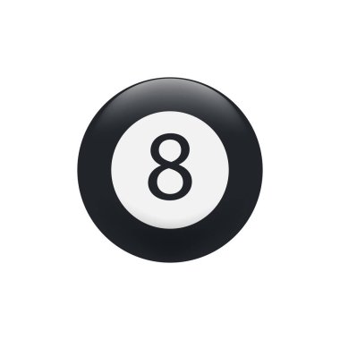 Beyaz zemin üzerinde siyah bilardo topu, Vektör.