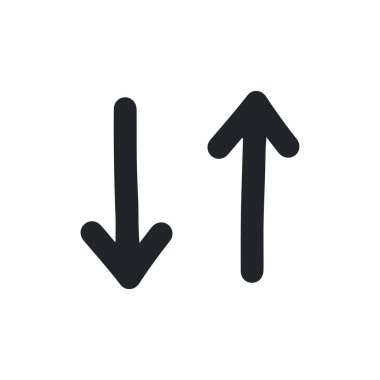 Yukarı ve aşağı ok el çizimi karikatürler, İnternet veri kullanım simgesi.