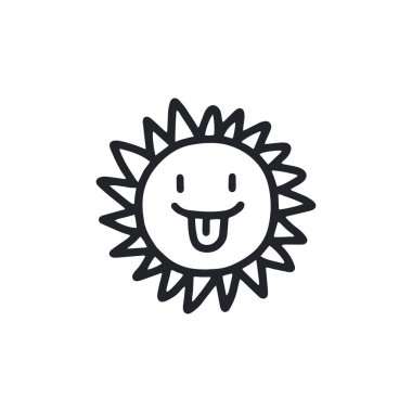 Komik güneş. Çizgi film çizimi..