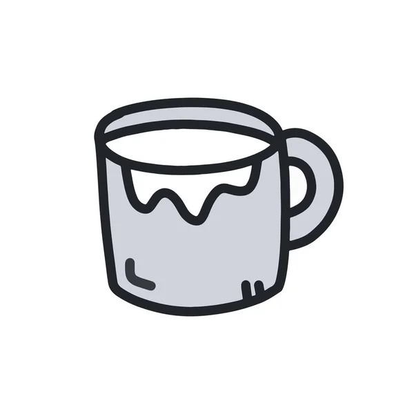 Tasse Nouilles Dessin Animé Lait Dessinée Main — Image vectorielle