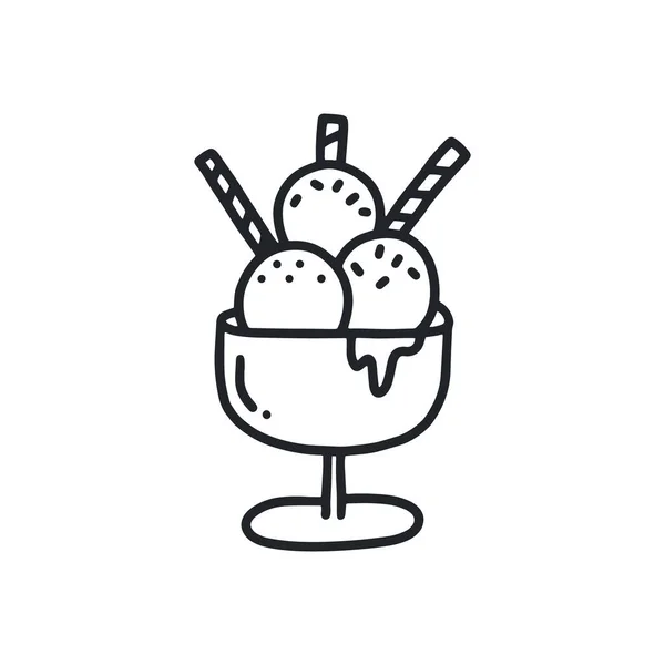 Зондське Морозиво Рука Намальована Карикатурний Стиль — стоковий вектор