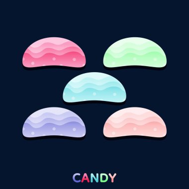 Şirin renkli şeker seti, Vektör, İllüstrasyon.