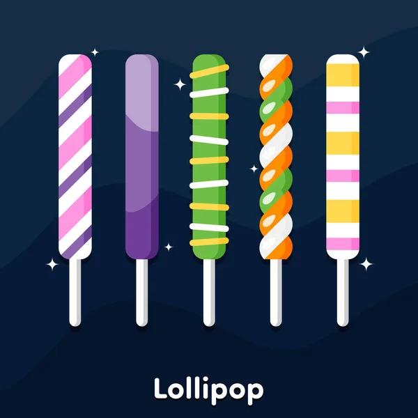 Set Colourful Stick Candy Vector Illustration — Stockvektor