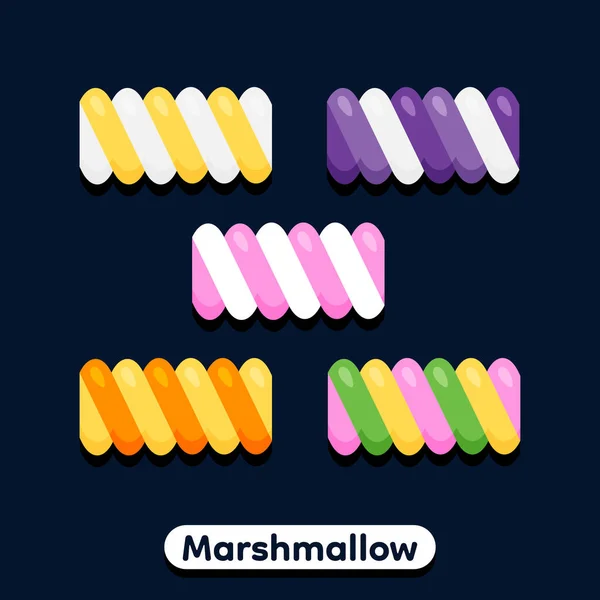 Set Cute Colourful Marshmallow Vector Illustration — стоковый вектор