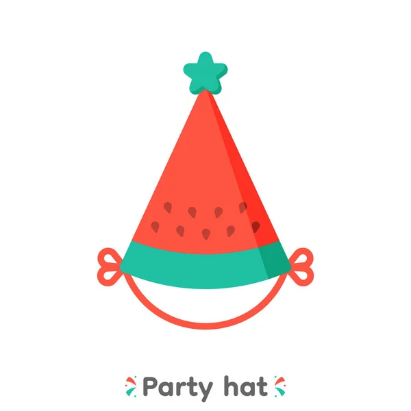 カラフルなパーティー帽子 スイカのパターン ベクトル イラスト — ストックベクタ