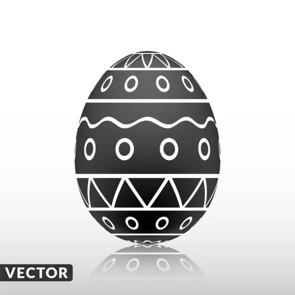 Œuf Pâques Noir Avec Motif Exotique Vecteur Illustration — Image vectorielle
