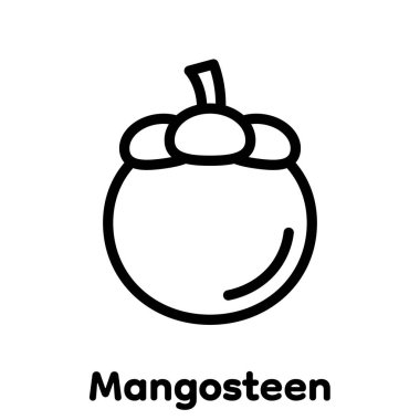 Mangosteen doğrusal simgesi, Vektör, İllüstrasyon.