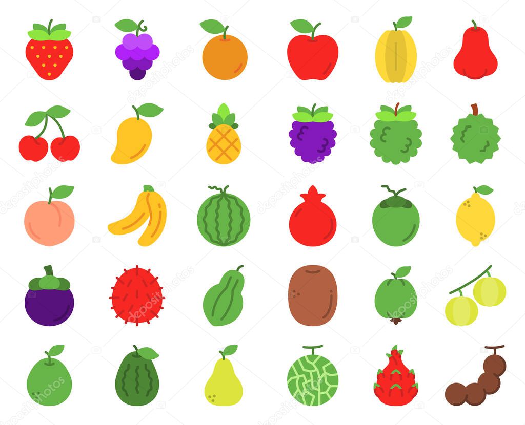 Fruit icon set, Vector, Illustration.