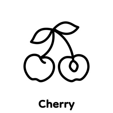 Kiraz doğrusal simgesi, Vektör, İllüstrasyon.