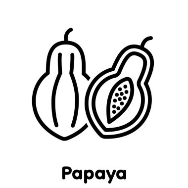 Papaya doğrusal simgesi, Vektör, Görüntü.