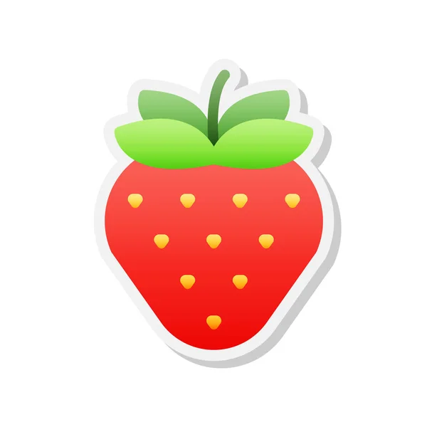 Erdbeere Sticker Symbol Vektor Illustration — Stockvektor
