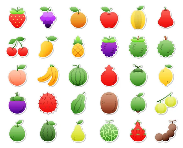 Obst Sticker Icon Set Vektor Illustration — Stockvektor