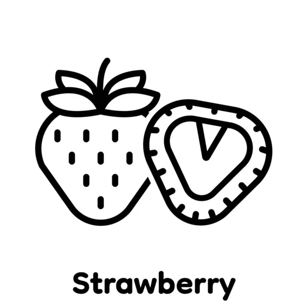 Erdbeere Lineares Symbol Vektor Illustration — Stockvektor