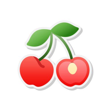 Kiraz çıkartması simgesi, Vektör, İllüstrasyon.