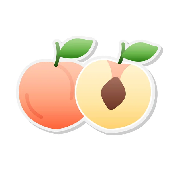 Peach Sticker Icon Vector Illustration — Stock Vector