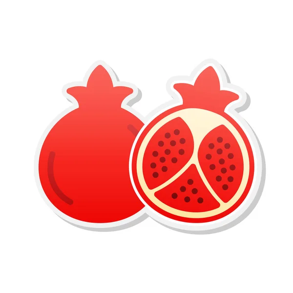 Pomegranate Sticker Icon Vector Illustration — Stock Vector