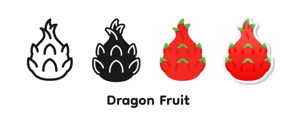 Ensemble Icônes Vectorielles Fruits Dragon — Image vectorielle