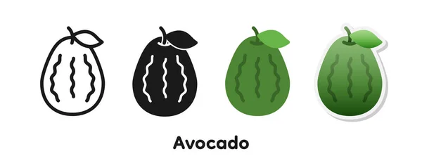 Vektor Icon Set Von Avocado — Stockvektor