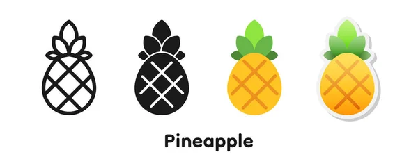 Vektor Icon Set Von Ananas — Stockvektor